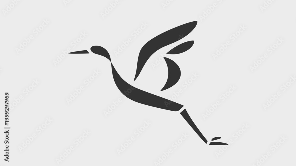 Fototapeta premium Minimalist vector crane mark – Perfect for elegant stationery, luxury brand identities, or simplistic web icons.