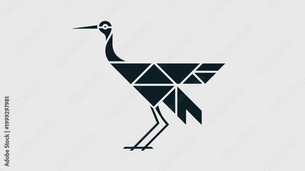 Fototapeta premium Abstract crane bird icon – Great for aviation logos, movement-themed branding, or minimalist digital assets.