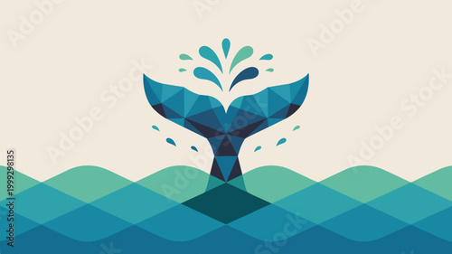 Whale tail splashing icon – Ideal for marine conservation logos, whale watching tours, or ocean-themed apparel branding.