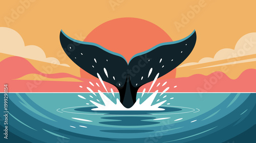 Geometric whale tail splash – Great for surfing lifestyle brands, maritime heritage logos, or clean coastal icons.