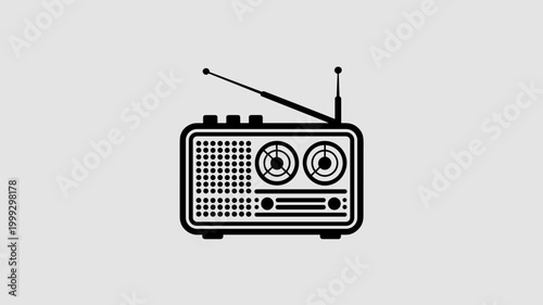 Minimalist radio with antenna – Perfect for broadcasting logos, audio equipment branding, or sleek media app icons.