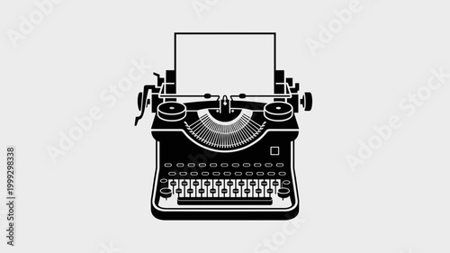 Precise mechanical typewriter mark – Perfect for professional copywriting services, legal transcription, or sleek media icons.