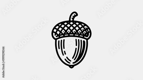 Cross-hatched acorn vector graphic – Suitable for traditional estates, nature education centers, or robust organic branding.