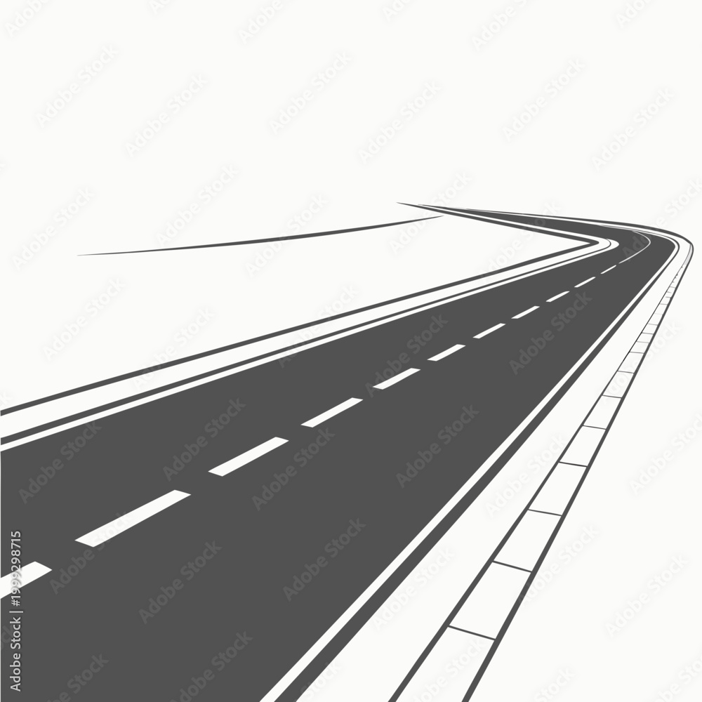 Fototapeta premium asphalt road with white divider lines minimalist vector illustration high quality