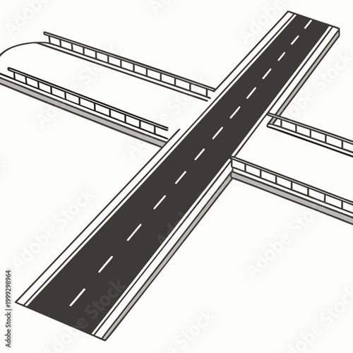 Overpass highway segment with lane markings top view illustration high quality
