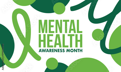 Mental Health Awareness Month in May. Annual campaign in United States. Raising awareness of mental health. Control and protection. Prevention campaign. Medical health care design. Vector illustration