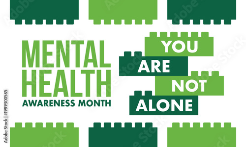 Mental Health Awareness Month in May. Annual campaign in United States. Raising awareness of mental health. Control and protection. Prevention campaign. Medical health care design. Vector illustration