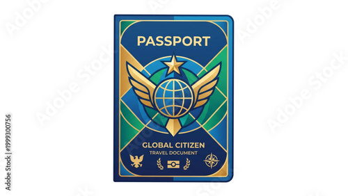 Passport design featuring global citizen motif and colorful graphics  