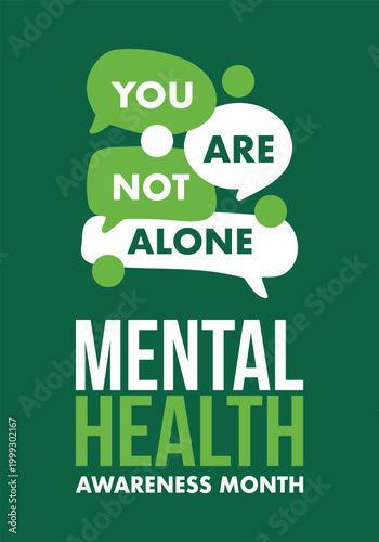 Mental Health Awareness Month in May. Annual campaign in United States. Raising awareness of mental health. Control and protection. Prevention campaign. Medical health care design. Vector illustration