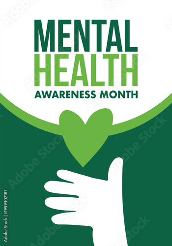 Mental Health Awareness Month in May. Annual campaign in United States. Raising awareness of mental health. Control and protection. Prevention campaign. Medical health care design. Vector illustration