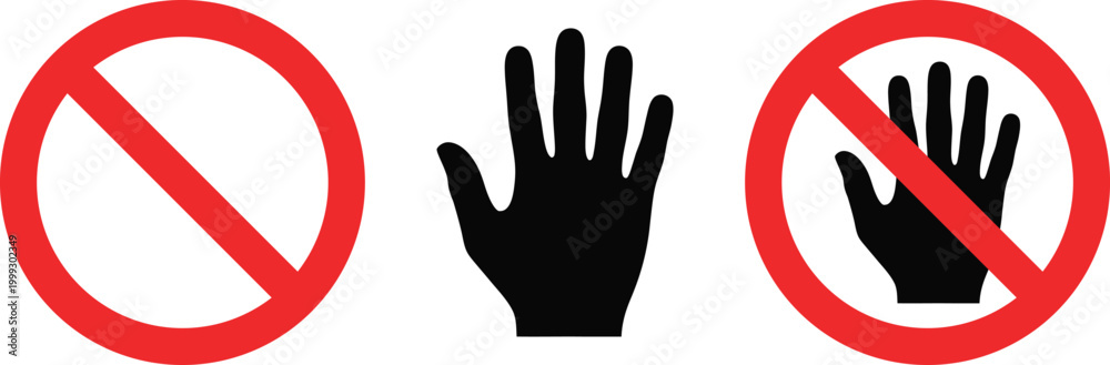 Obraz premium Do Not Touch Hand Symbol Vector Illustration ? Hands Off Prohibition Sign for Safety and Restricted Access