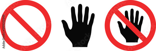Do Not Touch Hand Symbol Vector Illustration ? Hands Off Prohibition Sign for Safety and Restricted Access