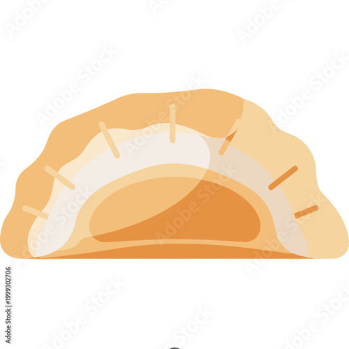 A delicious food illustration of a savory pastry on a plate indoors