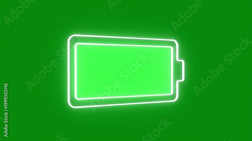 Glowing full battery icon on a vibrant green background, symbolizing energy and power