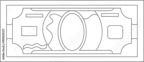 Generic banknote currency line art illustration