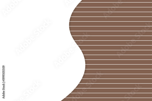 ブラウンボーダーと白い波型コピースペースのシンプル背景素材　影付き