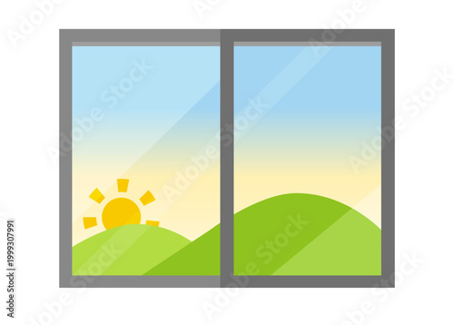 This is an illustration of a window in the morning.