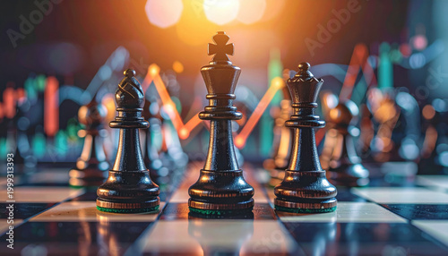 Chess piece strategy board game leadership black king