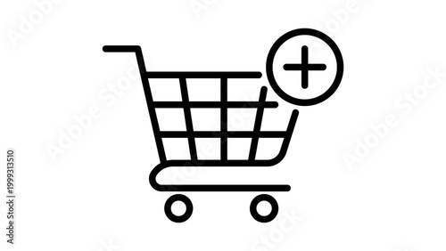 Bild auf Leinwand Add to Cart Minimalist Black Line Vector Icon on White Background