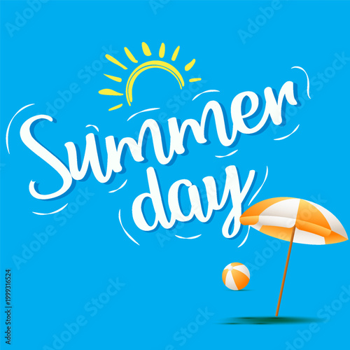 Hello Summer greeting clipart design.