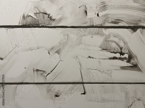 A full-frame background showing horizontal rows of white ceramic wall tiles separated by freshly filled, dark grey grout lines. The shiny surface of the tiles is obscured by wide, sweeping smears of