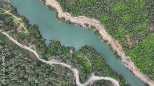 Cinematic Drone Flight Above a Peaceful Mountain Lake