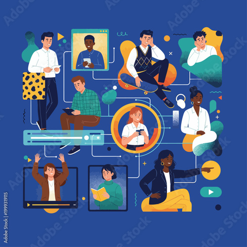 People connect virtually through technology and social media platforms online