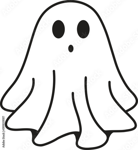 Εκτύπωση καμβά Cute Cartoon Ghost Illustration for Halloween Decoration and Spooky Character De