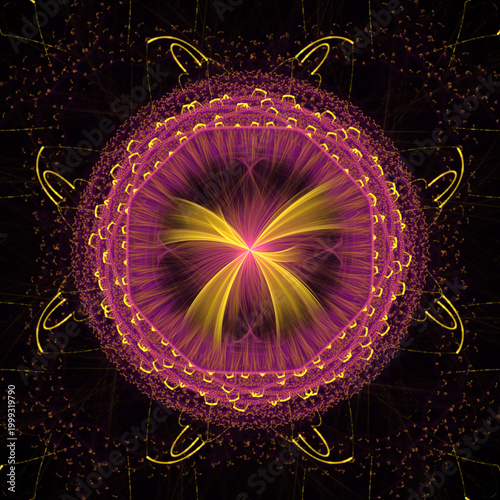 Spiritual, mystical fractal glowing ornament