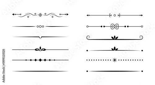 Vintage Decorative Divider Lines Collection with Elegant Ornamental Flourish Elements