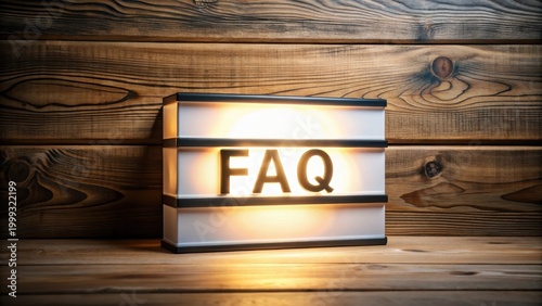 A realistic photo of FAQ With Wooden Background