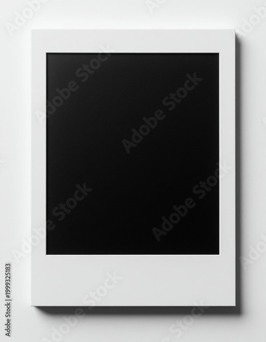 White Slide Frame Photo Frame with Instant Photo on Black Background, Mockup Polaroid Style