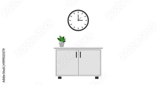 Wall clock and cabinet illustration on a white background