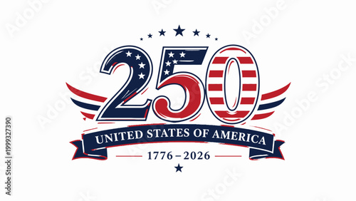United states 250th anniversary celebration logo a patriotic design