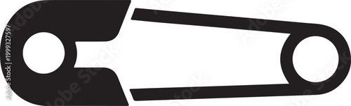 Black Safety Pin with Two Circular Ends on White Background metal