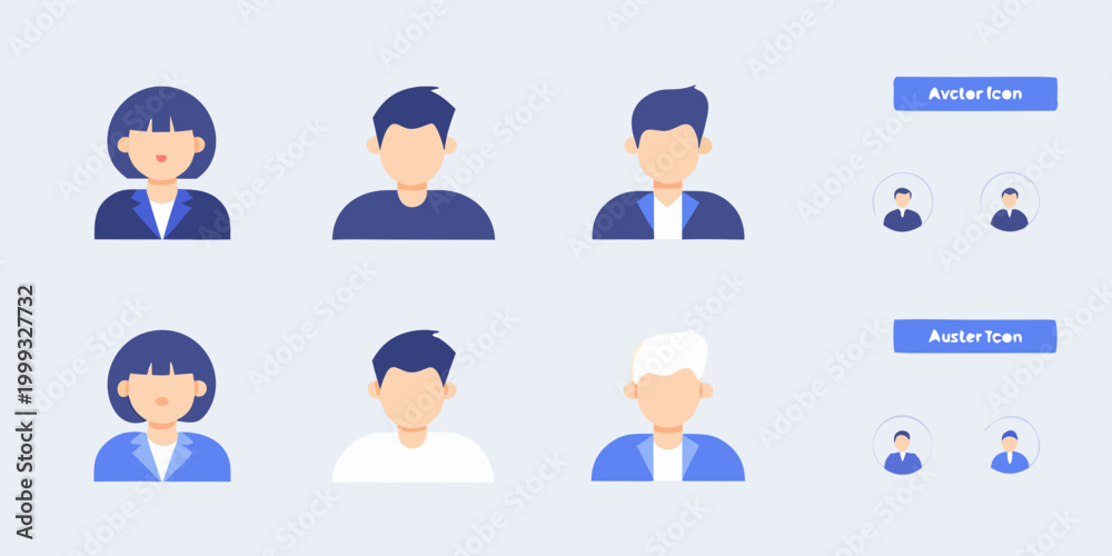 Fototapeta premium avatar icons set of eight business people flat vector illustration