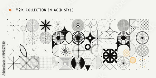 Abstract geometric pattern in y2k acid style decorative design