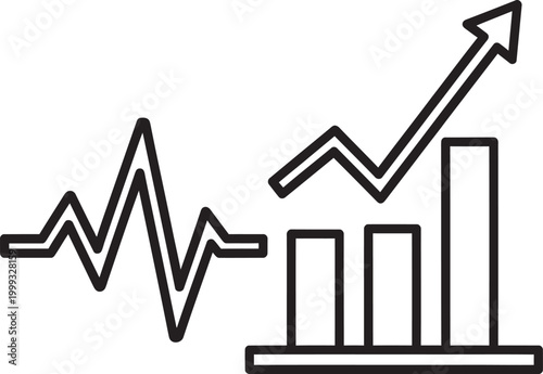 Growth in stock market trends over time visualized simply Vector