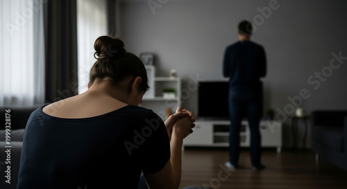 Relationship breakdown and domestic conflict with a couple arguing