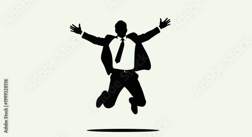 Businessman jumping in the air happily 1.