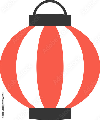 お祭りの紅白提灯のベクターイラスト