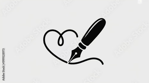 Fountain pen drawing a heart shape with ink