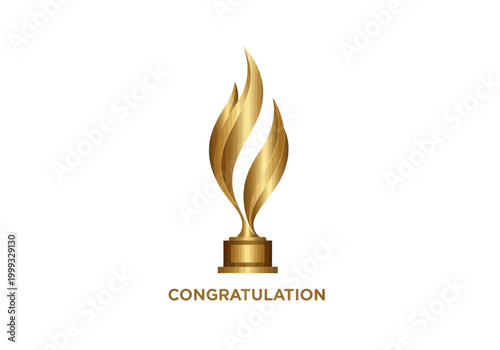 Golden Thropy Vector with Flame Design for Congratulations and Achievement Recognition