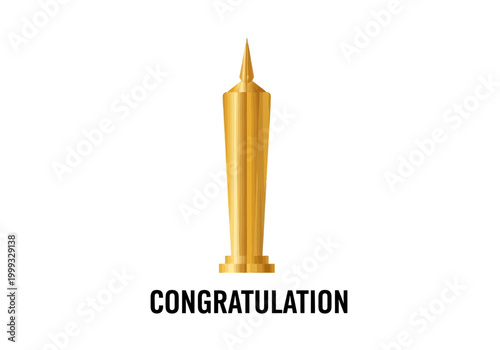 Golden Thropy Vector Illustration for Congratulation and Celebration with Achievement