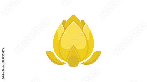 Golden lotus flower icon with shiny petals and smooth curves