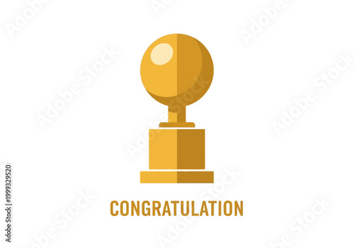 Golden Thropy Vector Illustration with CONGRATULATION Text