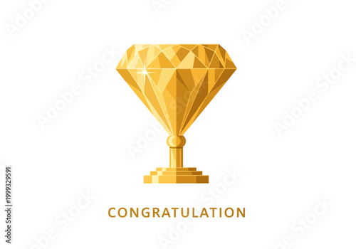 Golden Gemstone Trophy Vector Illustration - A Symbol of Victory and Achievement
