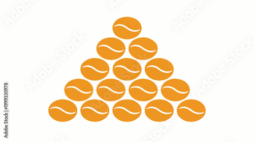 orange tennis balls stacked in a pyramid shape on white background