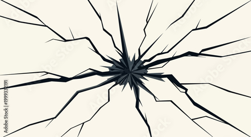 Cracked glass shatters suddenly on a surface with broken fragments spreading outward.