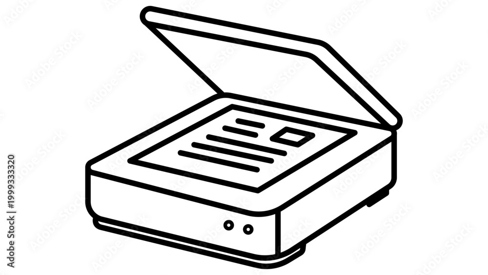 Photos Minimalist Flatbed Scanner Vector Icon with Editable Stroke